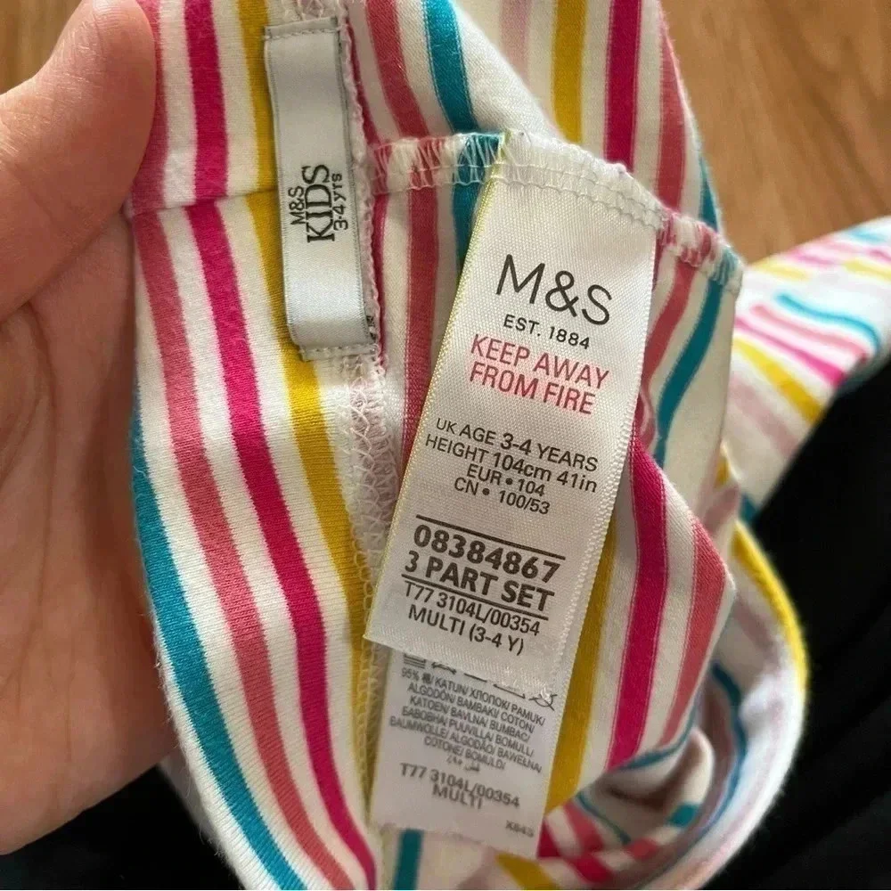 Toddler Girl Size 3-4 Years Marks and Spencer Multicolor Striped Leggings